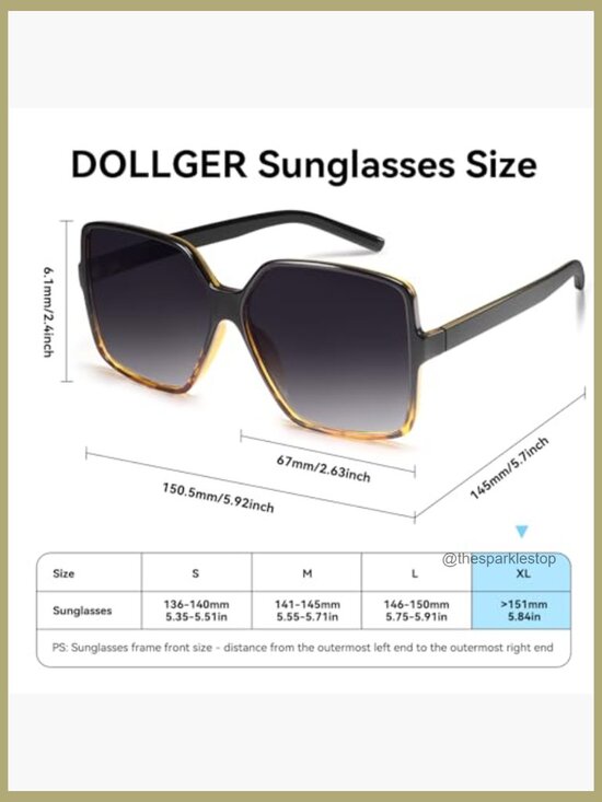 Oversized Square Sunglasses with UV400 Protection, Composite Frame